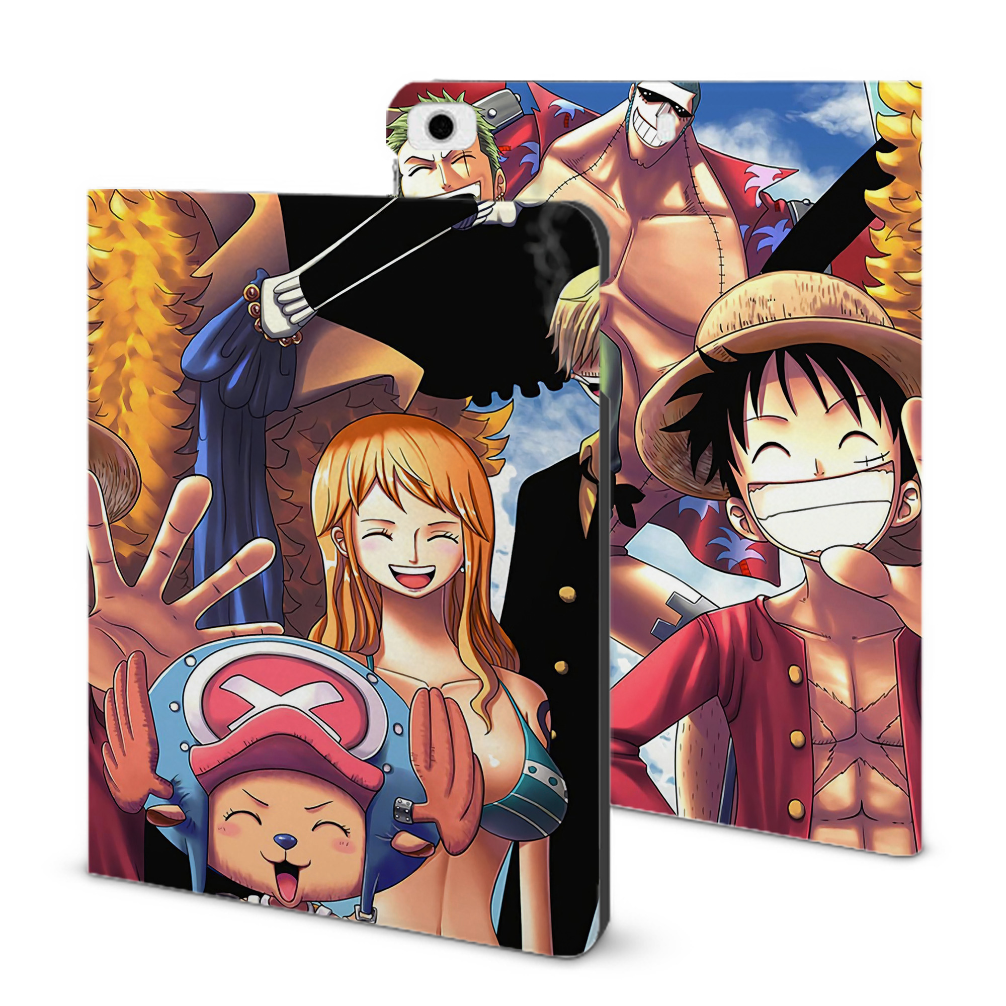 ワンピース ONE PIECE IPad ケース ブック型 PUレザー TPU 耐衝撃 軽量 薄型 ペン収納なし 全面保護 IPad 各モデル対応